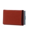 Piquadro Leather Square Card Holder with Sliding System Orange Unisex