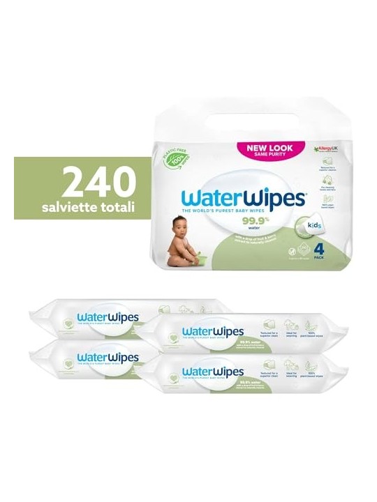 Salviettine umidificate Soapberry per bambini Waterwipes 4x60 pz