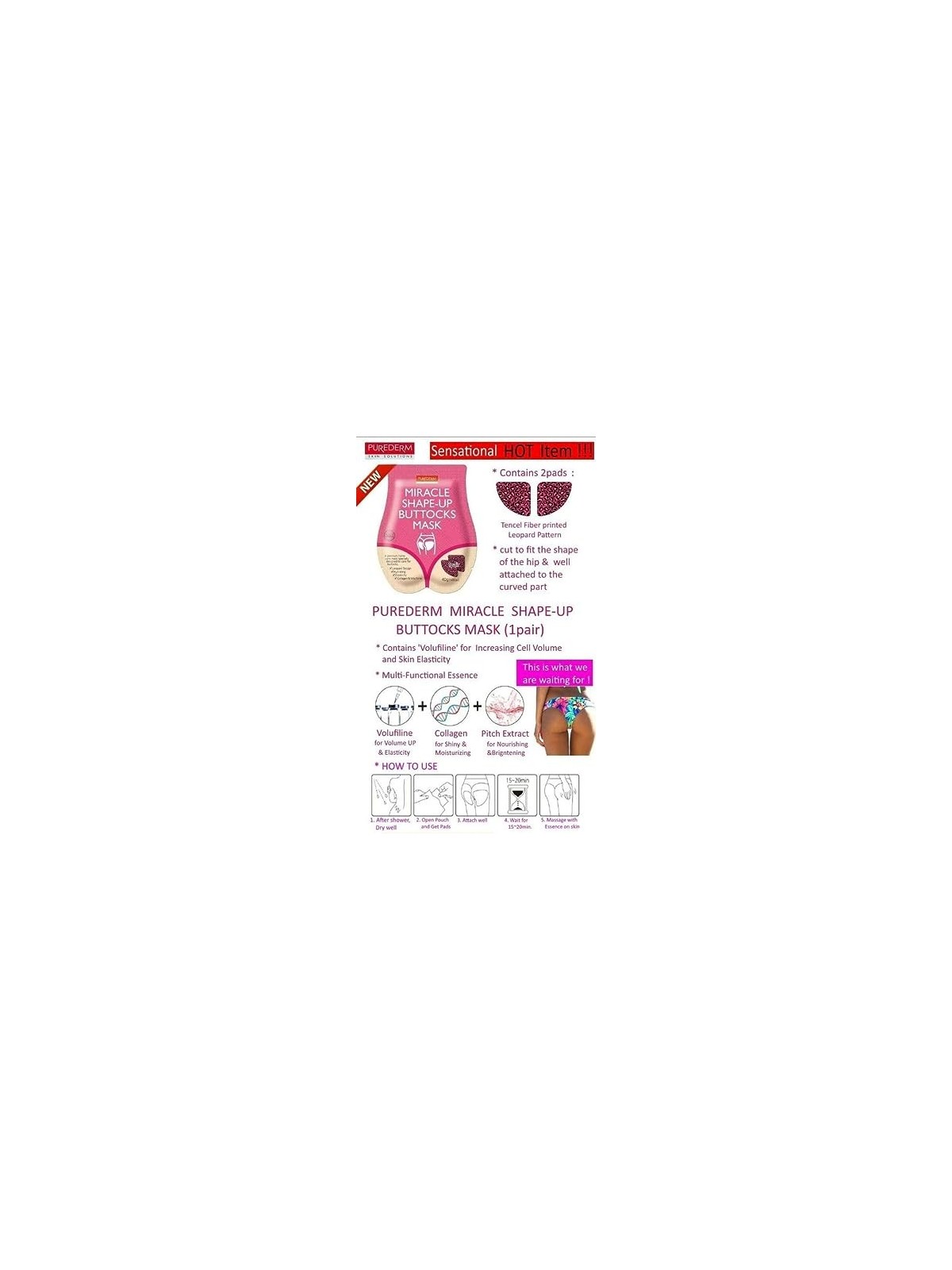 PUREDERM Miracle ShapeUp Glutei Maschera maschera modellante glutei 40g Purederm www.essenzetotalstyle.com 