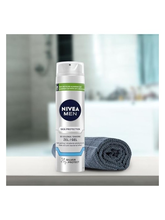 NIVEA Men Skin Protection Silver Protect gel da barba 200ml