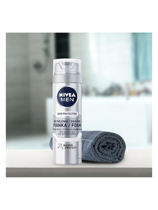 NIVEA Men Skin Protection Silver Protect schiuma da barba 200ml
