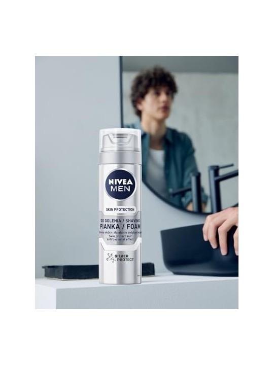 NIVEA Men Skin Protection Silver Protect schiuma da barba 200ml