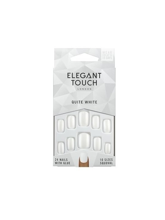 Unghie Elegant Touch COLORATE LUCIDE con colla squoval bianco puro donna