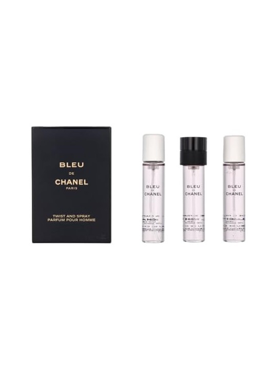 Chanel Bleu De Chanel Pour Homme Giftset uomo 60ml 3x eau de parfum Spray Refill 20ml - Twist and Spray - Travel Sprays