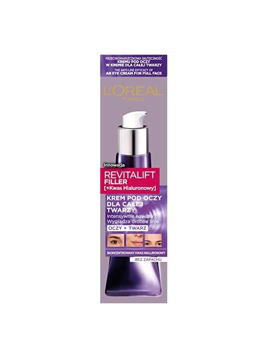 LOREAL Revitalift Filler crema contorno occhi per tutto il viso con acido ialuronico 30ml