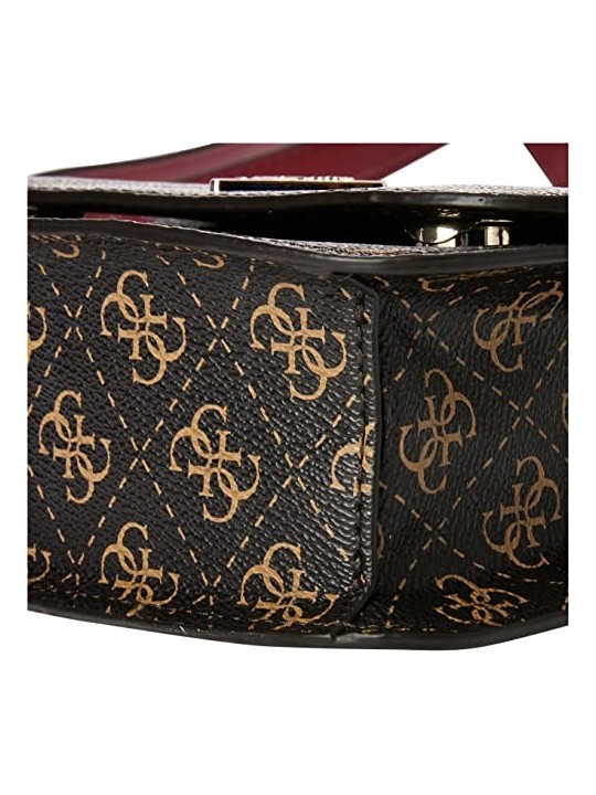 Guess Borsa a Tracolla Noelle in Pelle con Logo 4G Marrone Donna
