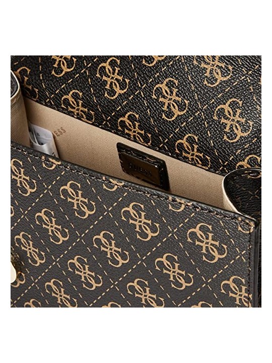 Guess Borsa a Tracolla Noelle in Pelle con Logo 4G Marrone Donna