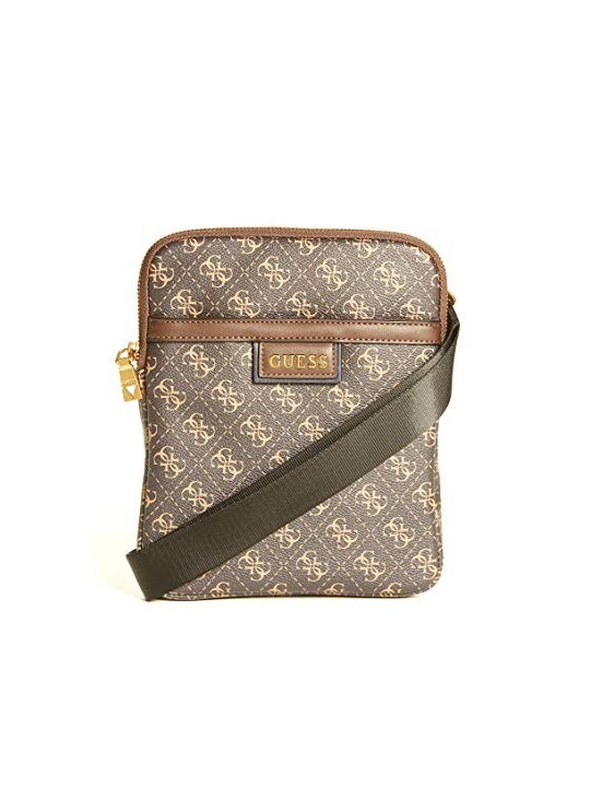 Guess Vezzola Borsa a Tracolla in Pelle Sintetica Marrone Uomo