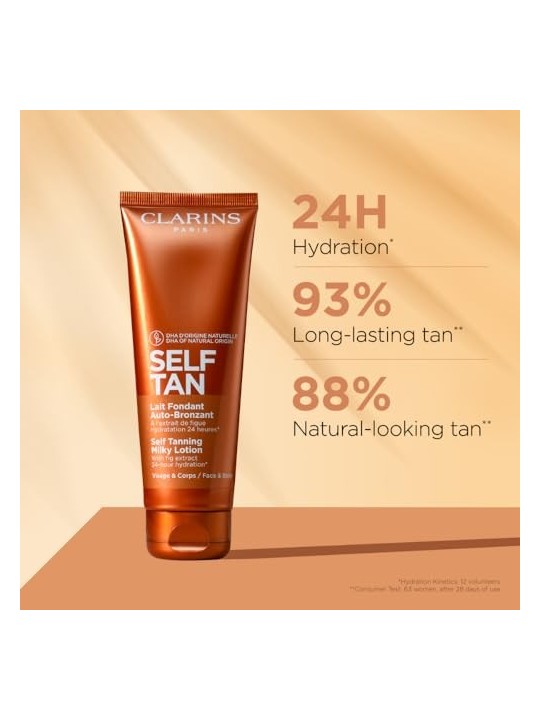 Clarins Self Tan Self Tanning Milky Lotion donna 125ml Face & Body, 24-hour Hydration Clarins www.essenzetotalstyle.com 