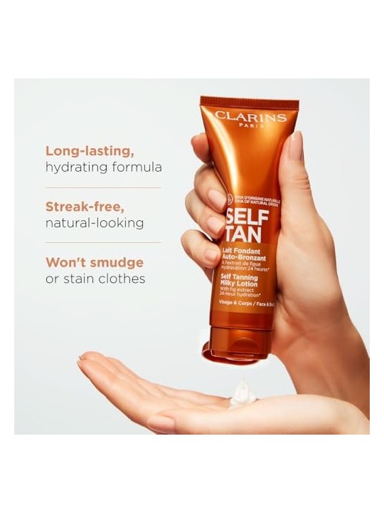 Clarins Self Tan Self Tanning Milky Lotion donna 125ml Face & Body, 24-hour Hydration Clarins www.essenzetotalstyle.com 