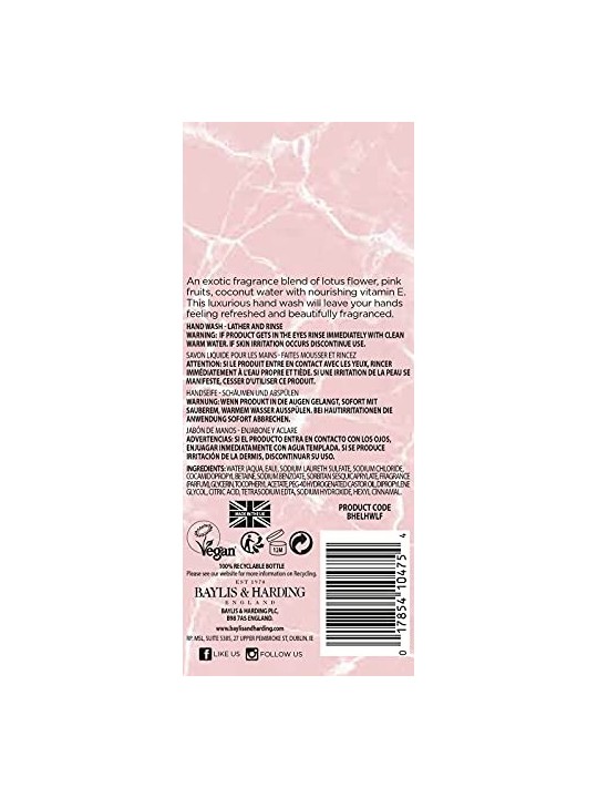 Baylis & Harding Sapone liquido per le mani Pink Blossom & Lotus Flower Luxury Hand Wash 500ml donna Baylis & Harding www.essenz