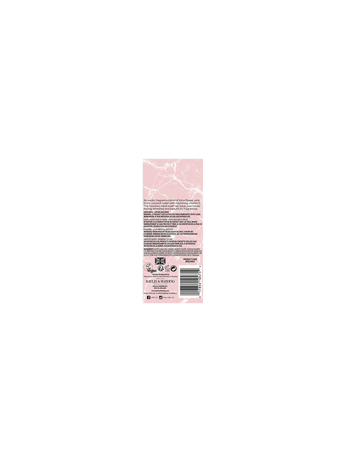 Baylis & Harding Sapone liquido per le mani Pink Blossom & Lotus Flower Luxury Hand Wash 500ml donna Baylis & Harding www.essenz