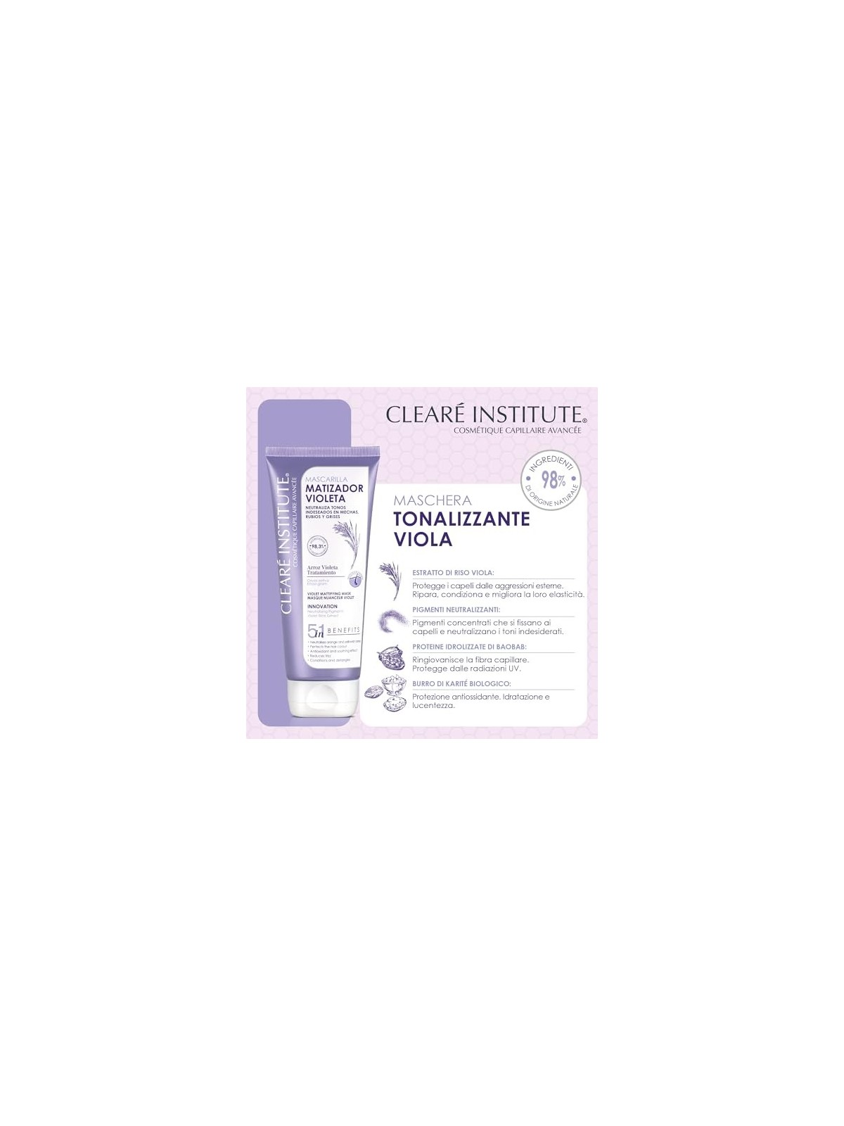 Maschera Clear Institute MATIZADOR viola 200ml donna