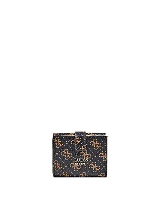 Portafoglio Guess Tyren Piccolo Trifold Poliestere Marrone Donna