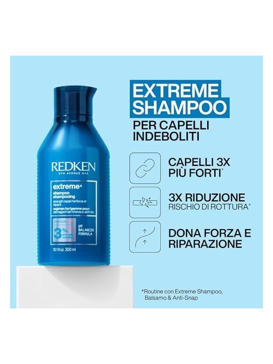 Redken Extreme Shampoo 300ml Rinforza e Ripara Capelli Danneggiati