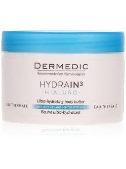 Dermedic Hydrain3 Hyaluro Burro per il Corpo pelle secca e molto secca Ultra idratante Burro per il Corpo Donna 225ml