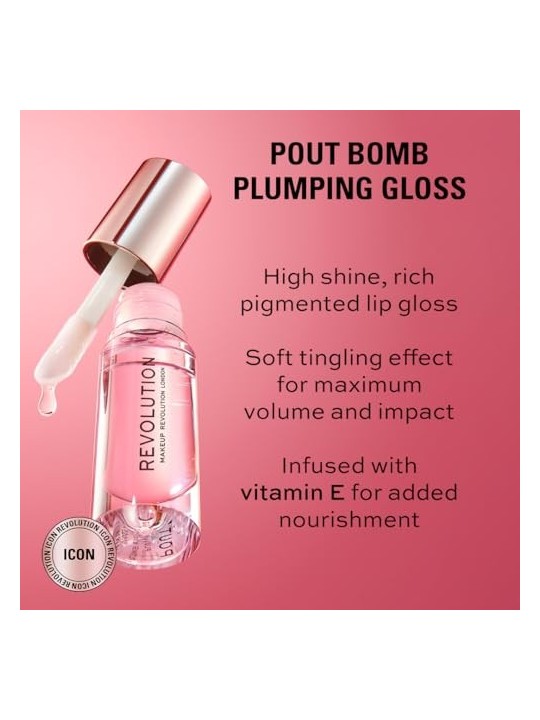 Makeup Revolution Pout Bomb Plumping Lip Gloss Lucidalabbra 46 ml donna Gloss Peachy