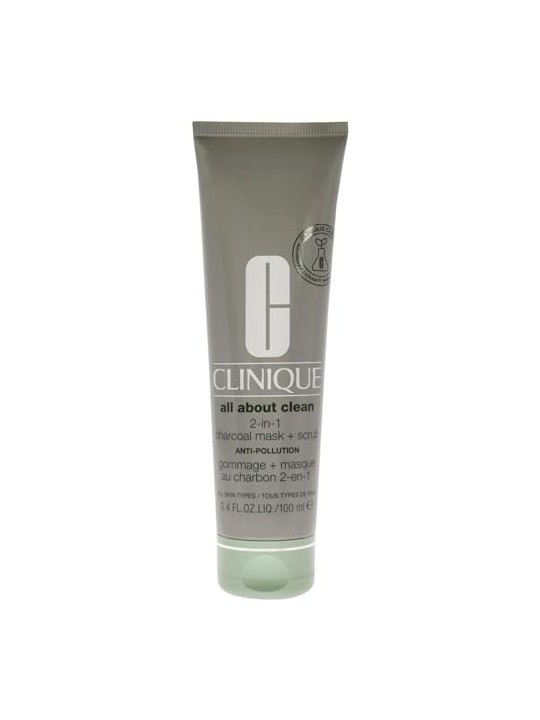 Clinique All About Clean Maschera al Carbone 2 in 1  Maschera viso detergente Scrub 100 ml