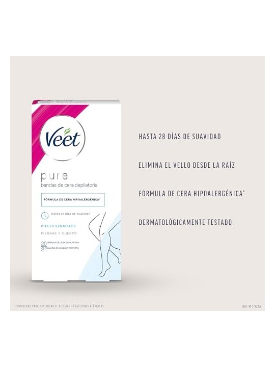 Veet BANDE DI CERA PURE corpo per pelle sensibile 20 unit unisex