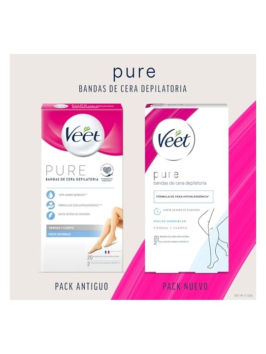 Veet BANDE DI CERA PURE corpo per pelle sensibile 20 unit unisex