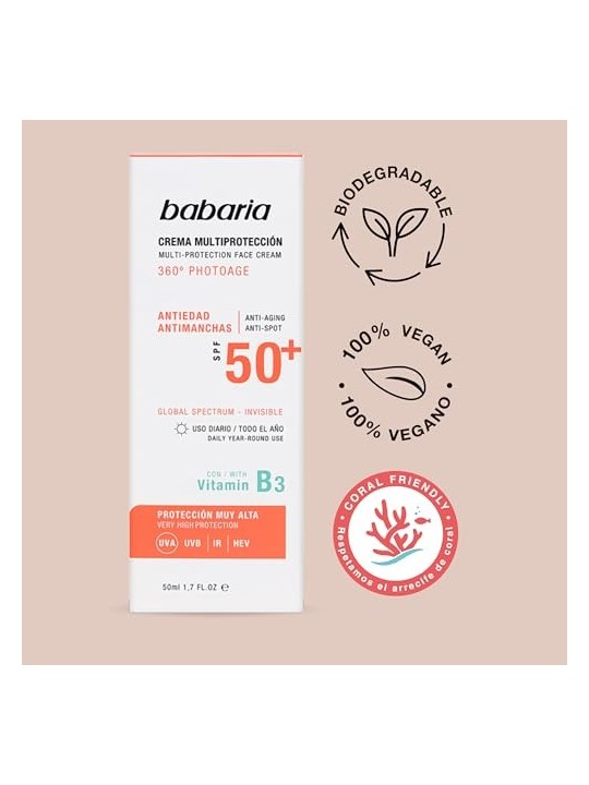 Babaria 360 photoage crema viso tono invisibile 50ml per bambini