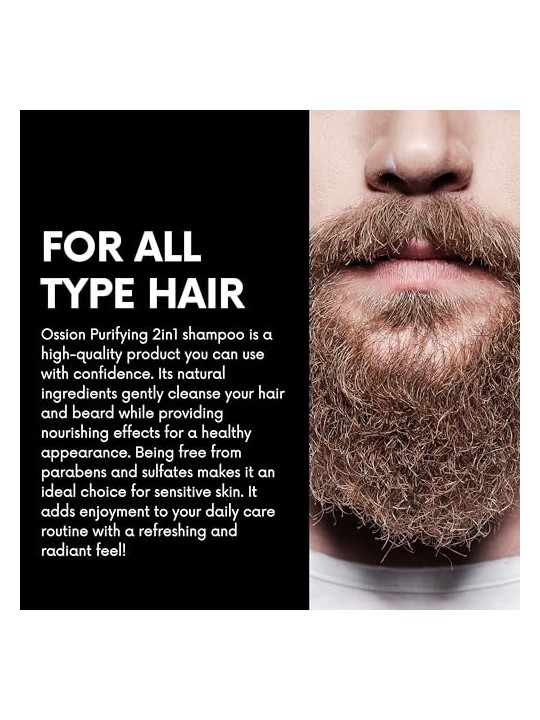 Shampoo 2in1 purificante per capelli e barba 500ml