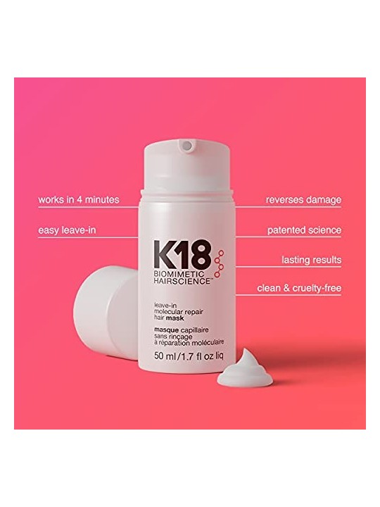 K18 Leave-In Molecular Repair Hair Mask cura dei capelli senza risciacquo per capelli molto secchi e danneggiati 50ml donna K18 