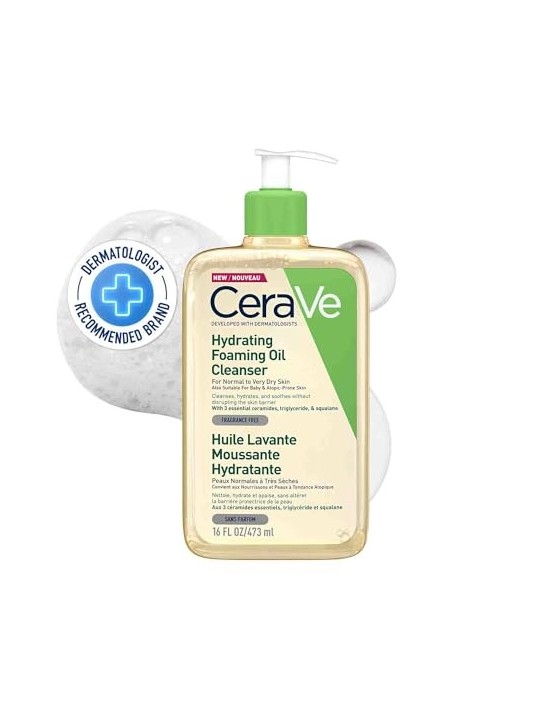 CeraVe Hydrating Foaming Oil Cleanser unisex 473ml For Normal To Very Dry Skin-Fragrance Free