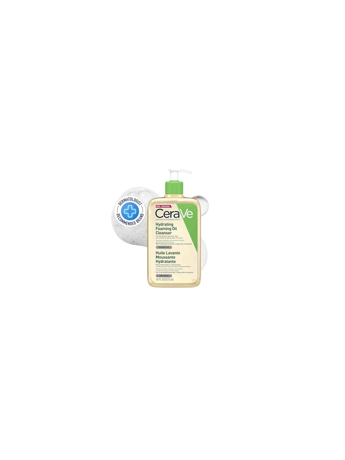CeraVe Hydrating Foaming Oil Cleanser unisex 473ml For Normal To Very Dry Skin-Fragrance Free