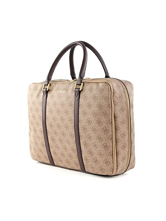 Borsa da Lavoro Guess Vezzola in Poliuretano Marrone uomo