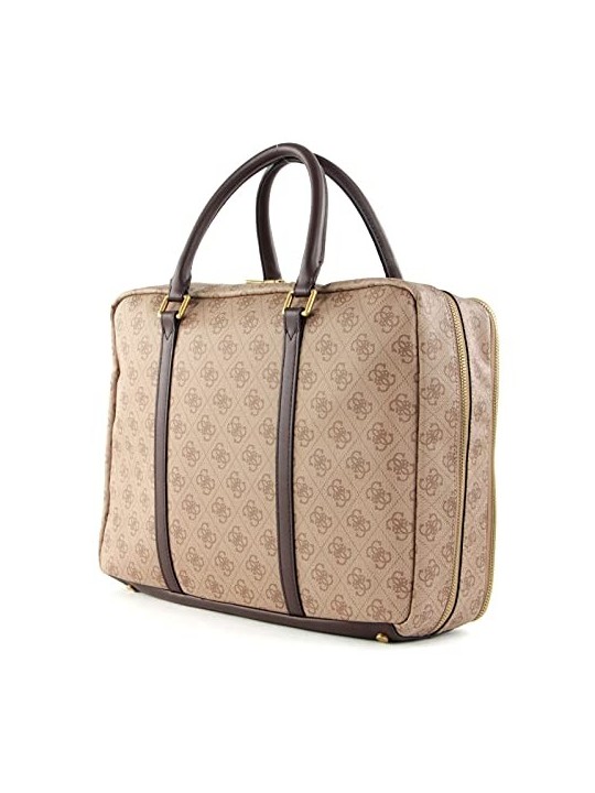 Borsa da Lavoro Guess Vezzola in Poliuretano Marrone uomo
