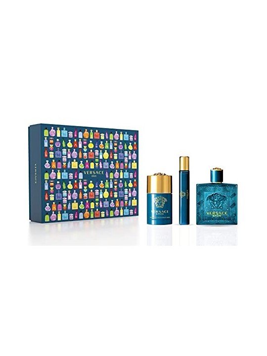 Set regalo Versace Eros: 100ml, deostick 75ml e miniatura Eau de toilette da Uomo 100ml