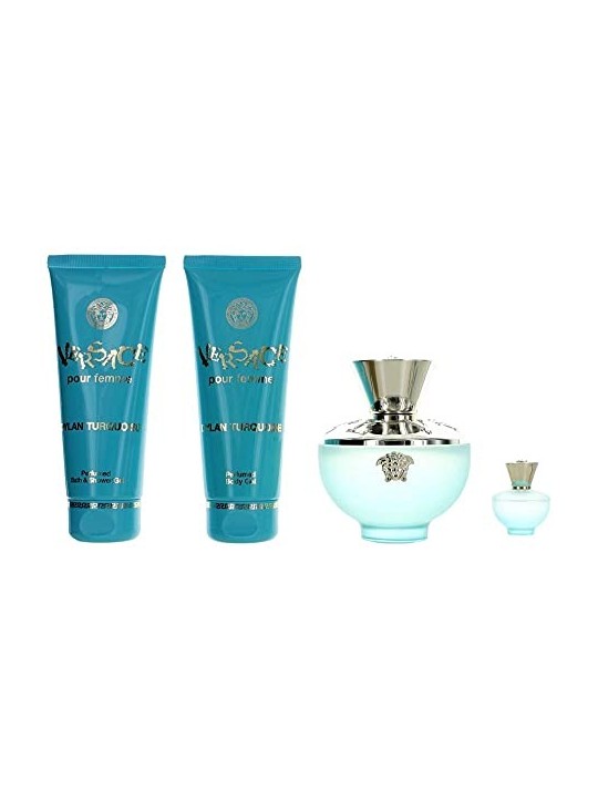 Versace Dylan Turquoise Giftset 305ml eau de toilette Spray 100ml-eau de toilette Spray 5ml-Body Gel 100ml-Shower Gel 100ml