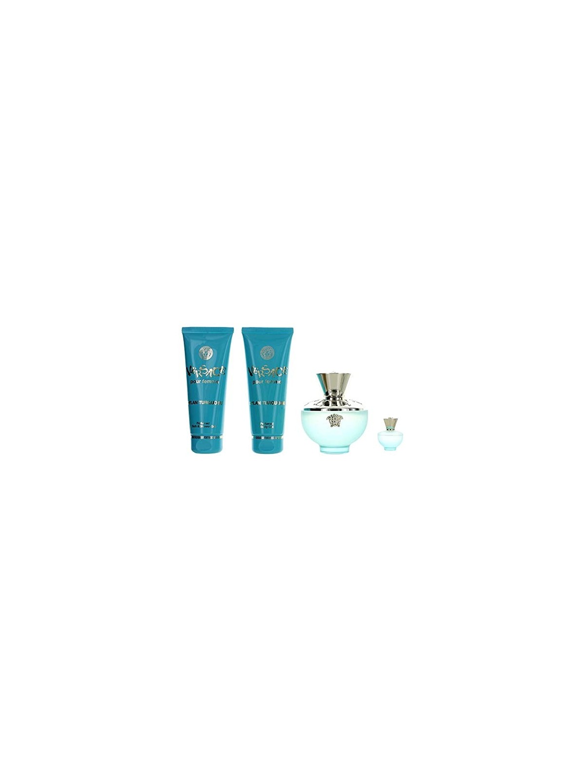 Versace Dylan Turquoise Giftset 305ml eau de toilette Spray 100ml-eau de toilette Spray 5ml-Body Gel 100ml-Shower Gel 100ml