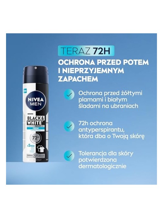 NIVEA Men BlackWhite Invisible Fresh spray antitraspirante 150ml
