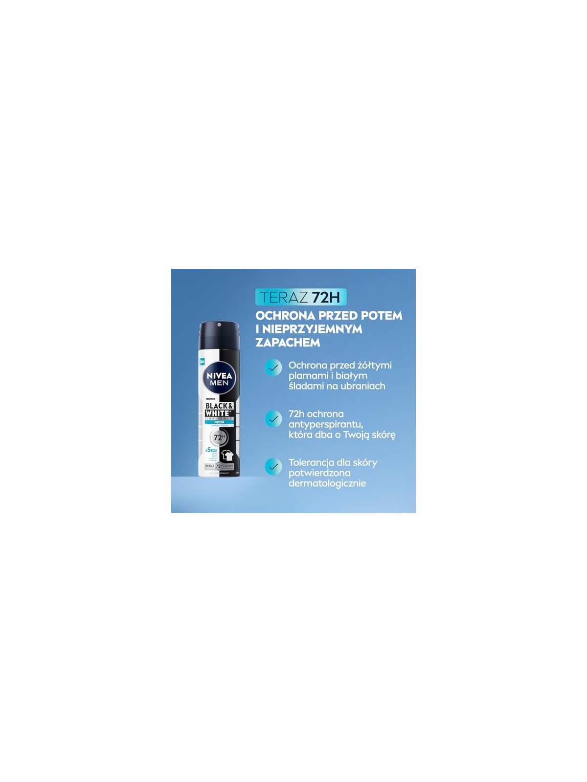 NIVEA Men BlackWhite Invisible Fresh spray antitraspirante 150ml