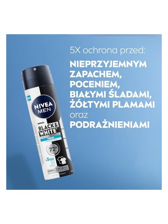 NIVEA Men BlackWhite Invisible Fresh spray antitraspirante 150ml