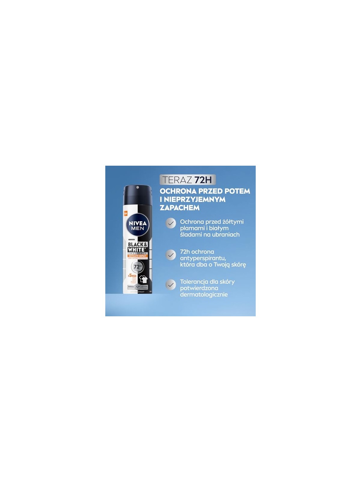 NIVEA Men Black White Invisible Ultimate Impact spray antitraspirante 150ml