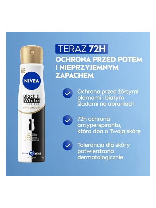 NIVEA Black & White Invisible Silky Smooth spray antitraspirante 250ml