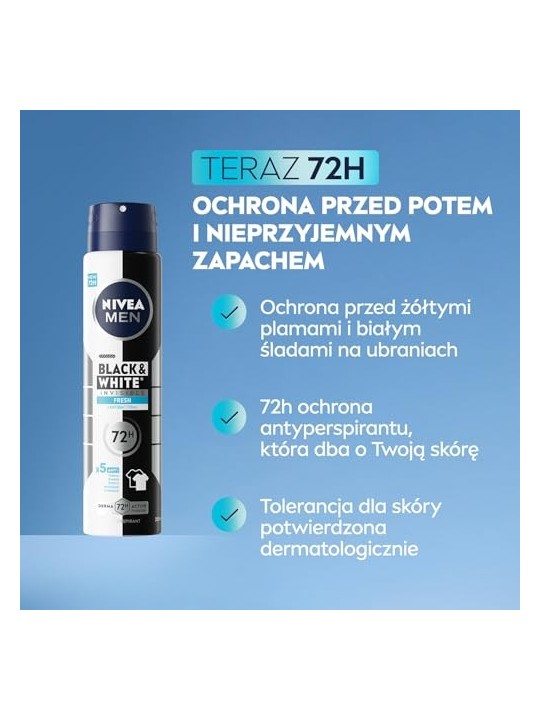 NIVEA Men Black White Invisible Fresh antitraspirante spray 48h 250ml
