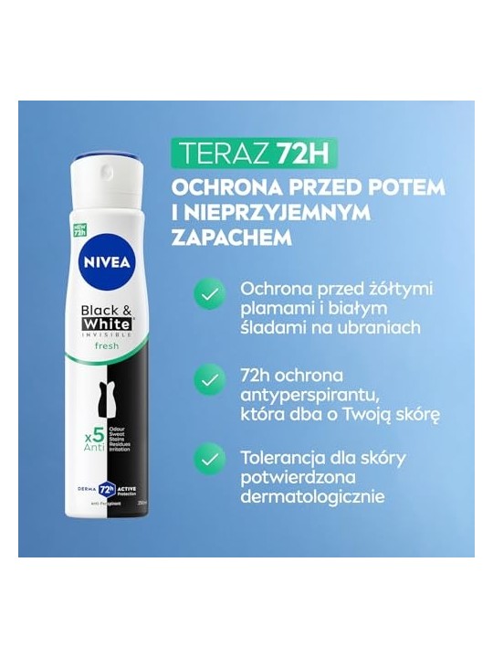 NIVEA BlackWhite Invisible Fresh spray antitraspirante 250ml