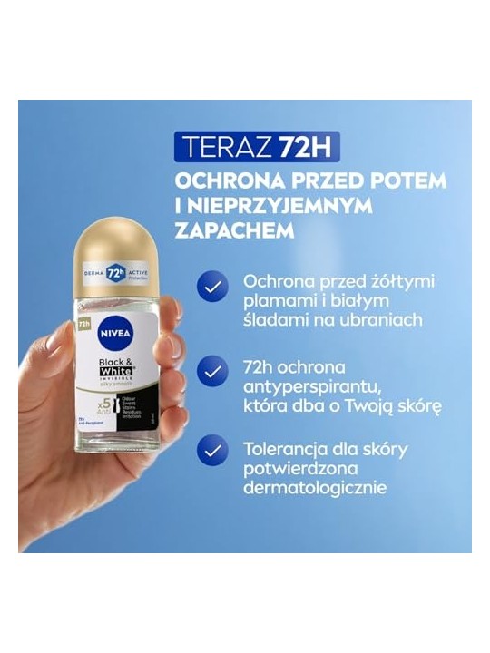 NIVEA BlackWhite Invisible Silky Smooth antitraspirante rollon 50ml