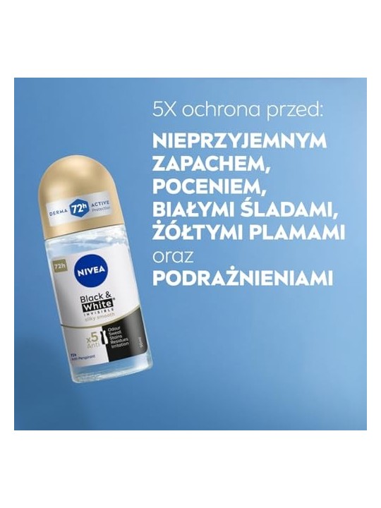 NIVEA BlackWhite Invisible Silky Smooth antitraspirante rollon 50ml