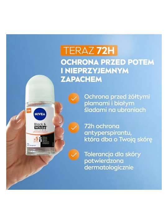 NIVEA Black & White Invisible Ultimate Impact Antitraspirante femminile roll-on 50ml