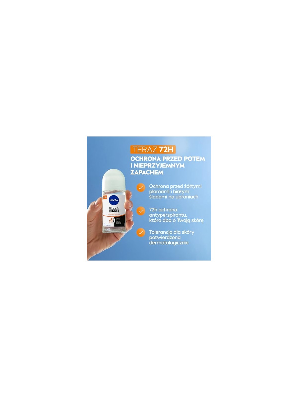 NIVEA Black & White Invisible Ultimate Impact Antitraspirante femminile roll-on 50ml