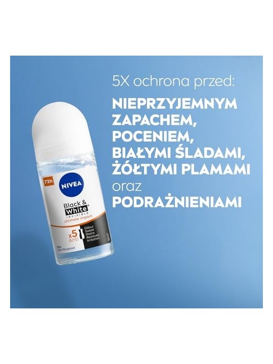 NIVEA Black & White Invisible Ultimate Impact Antitraspirante femminile roll-on 50ml