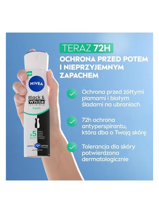 NIVEA Black White Invisible Fresh spray antitraspirante 48H 150ml