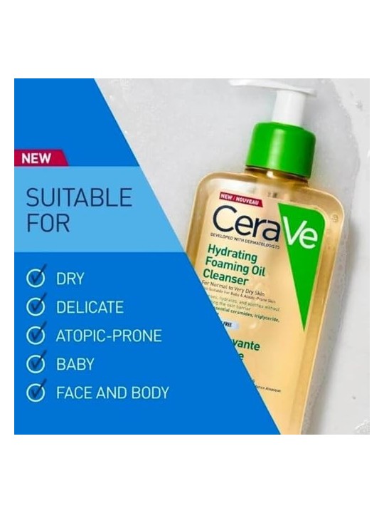 Detergente viso idratante CeraVe con olio, 236ml