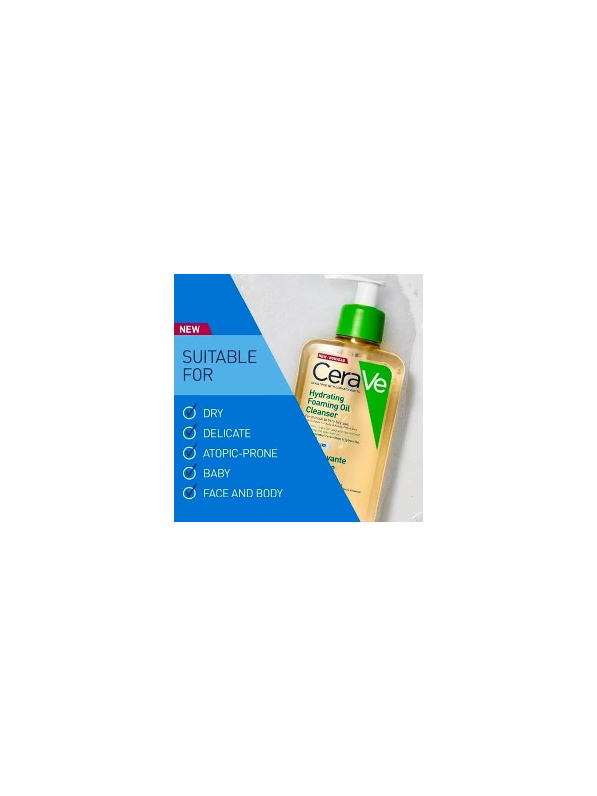 Detergente viso idratante CeraVe con olio, 236ml