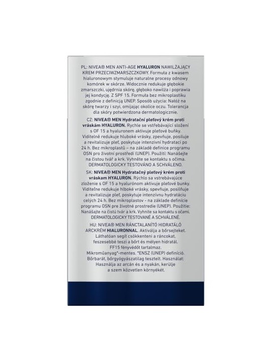 Crema idratante viso Nivea Men Hyaluron SPF 15